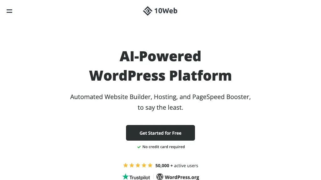 10Web hero image