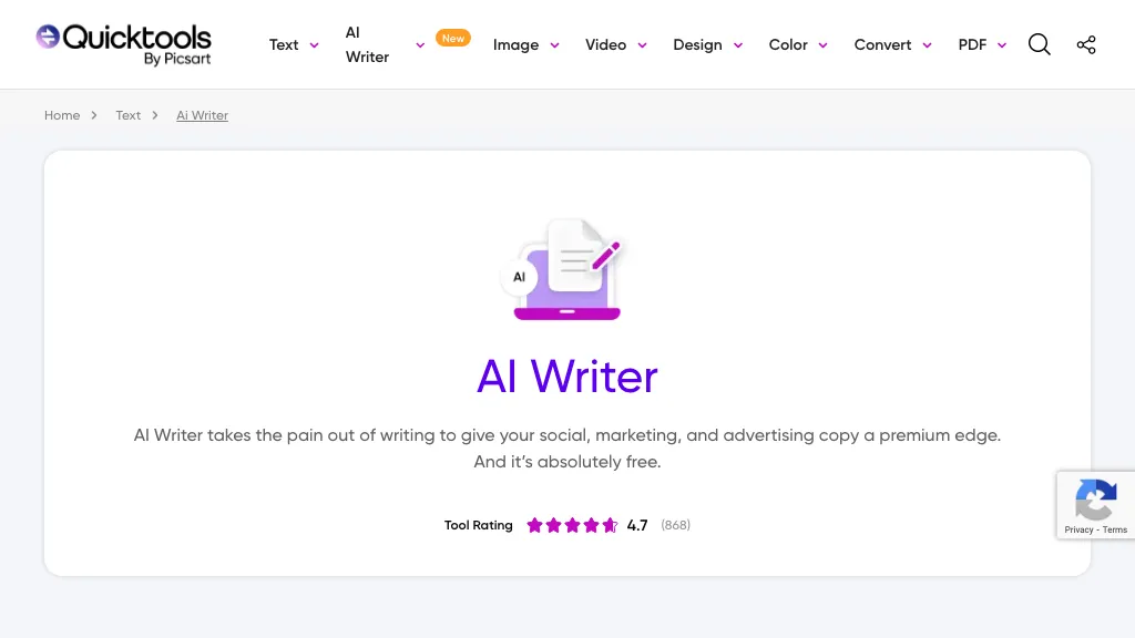 AI Writer by Picsart hero image