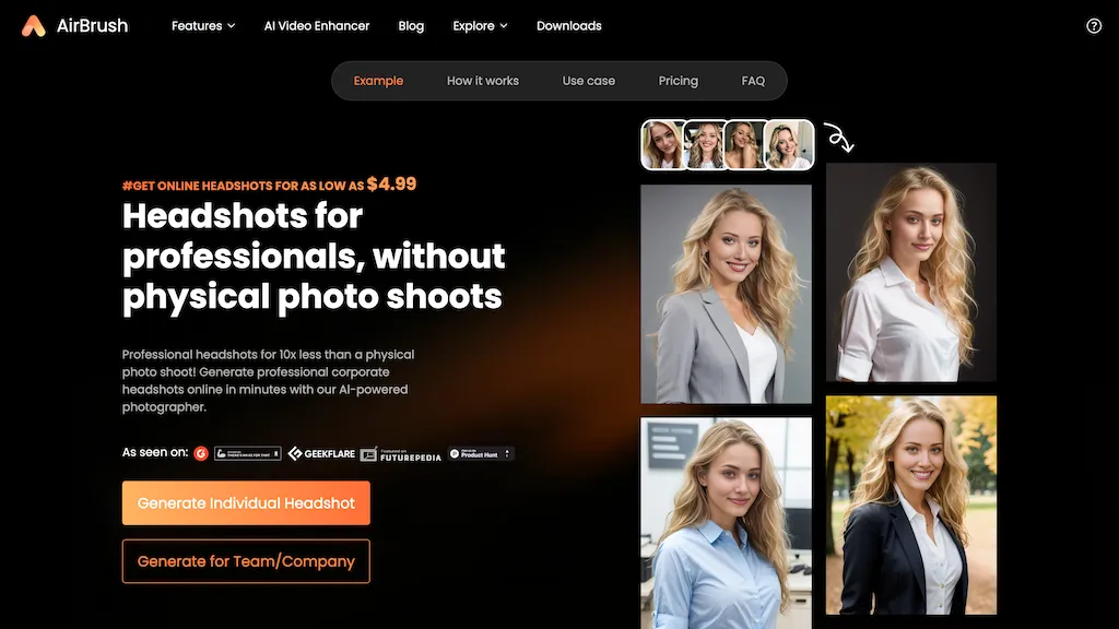 Airbrush AI Headshots hero image