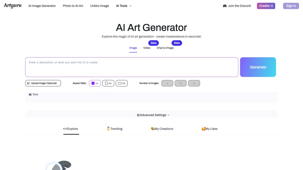 Artguru AI Art Generator hero image
