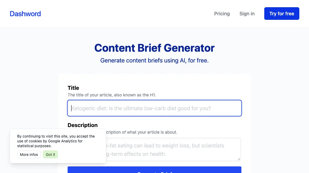 Content brief generator hero image