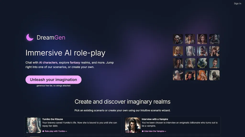 DreamGen AI role-play & chat hero image