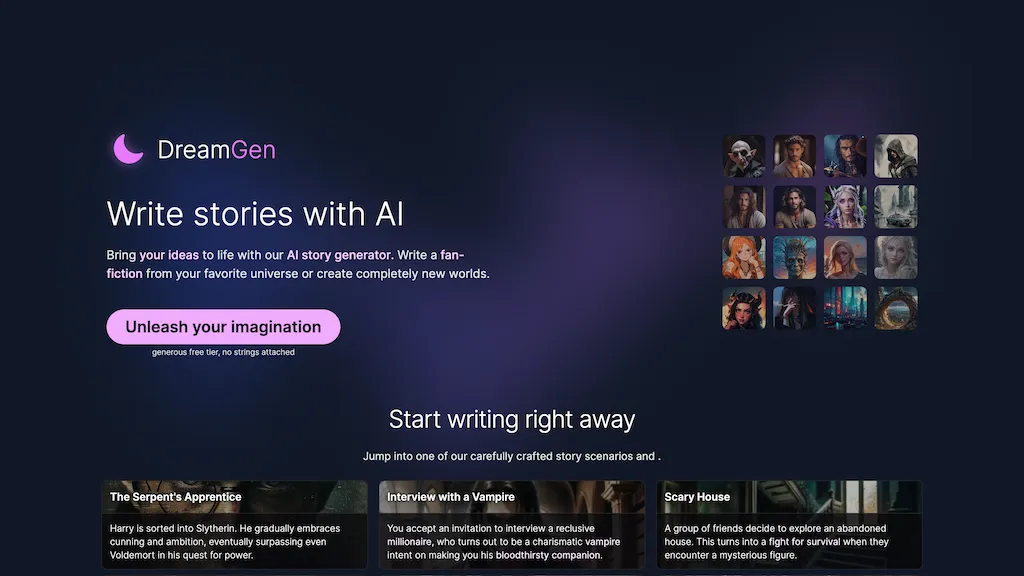 DreamGen AI Story writing hero image