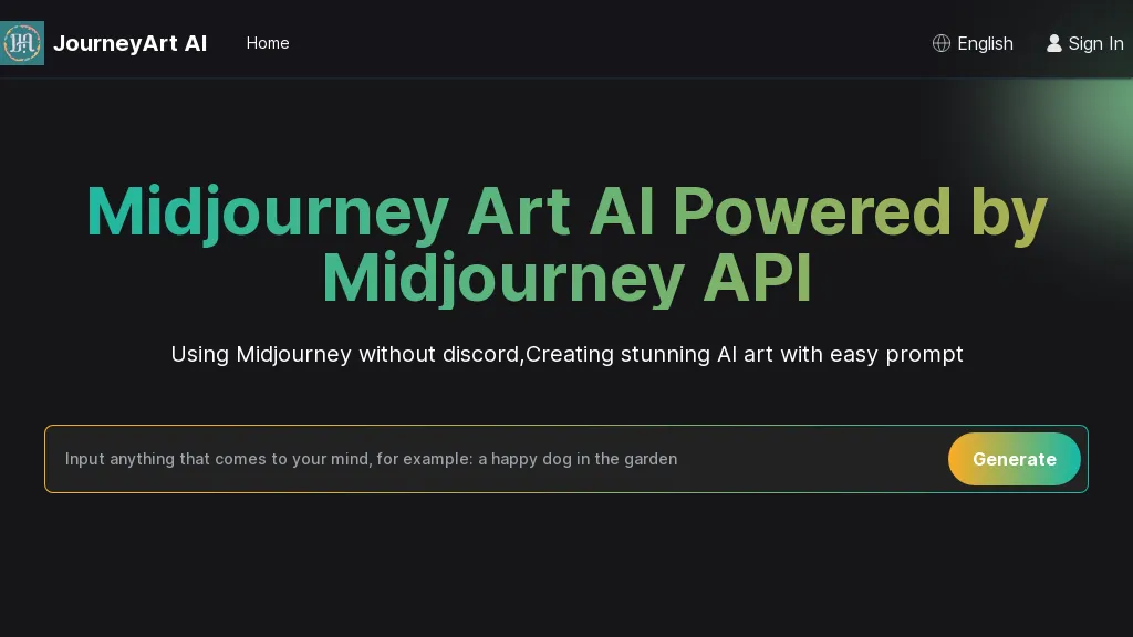 Midjourney Art AI Generator hero image