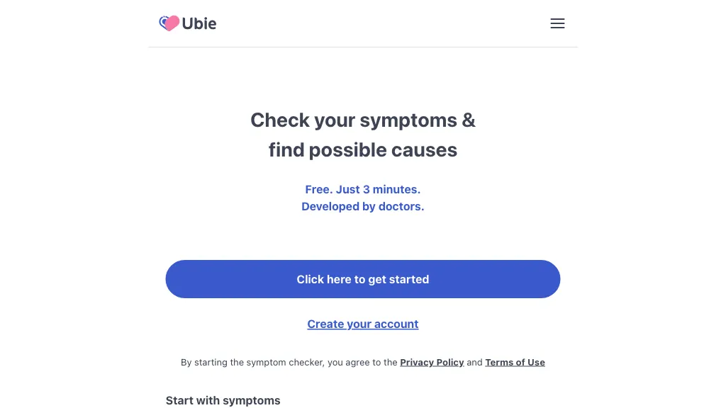 Ubie AI Symptom Checker hero image