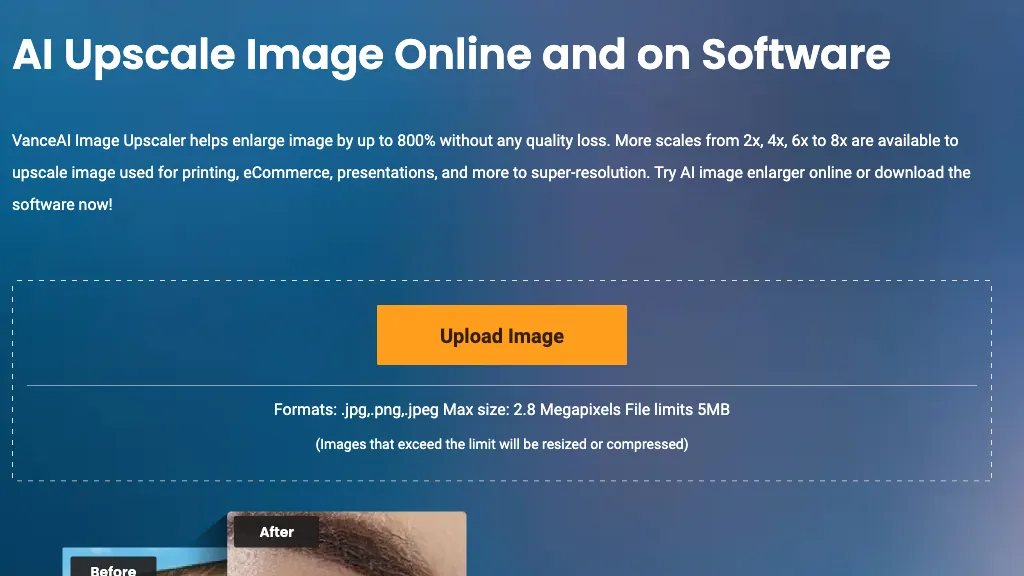 VanceAI Image Upscaler hero image