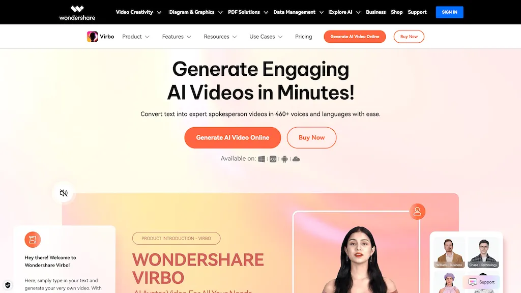 Virbo AI Video Generator hero image